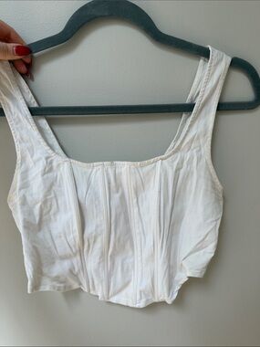 Women's Cream Square-Neck Crop Top - Casual Corset Style